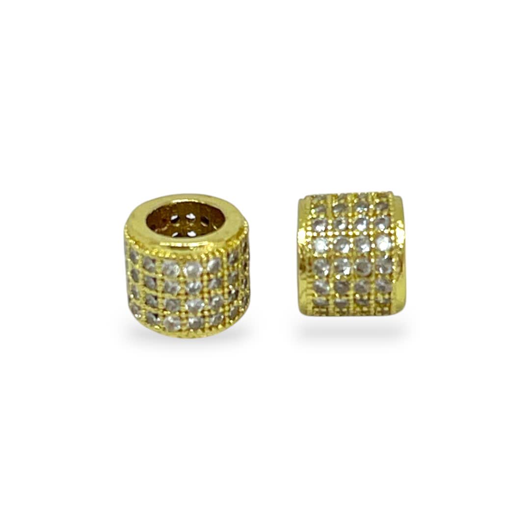 Cuenta pasador estilo europeo 7x6 mm zircón baño de oro / unidad1