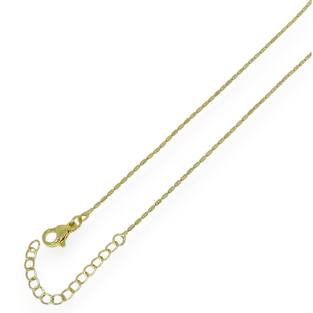 Cadena armada tejido mini arroz 1 mm con extensión baño de oro / unidad1