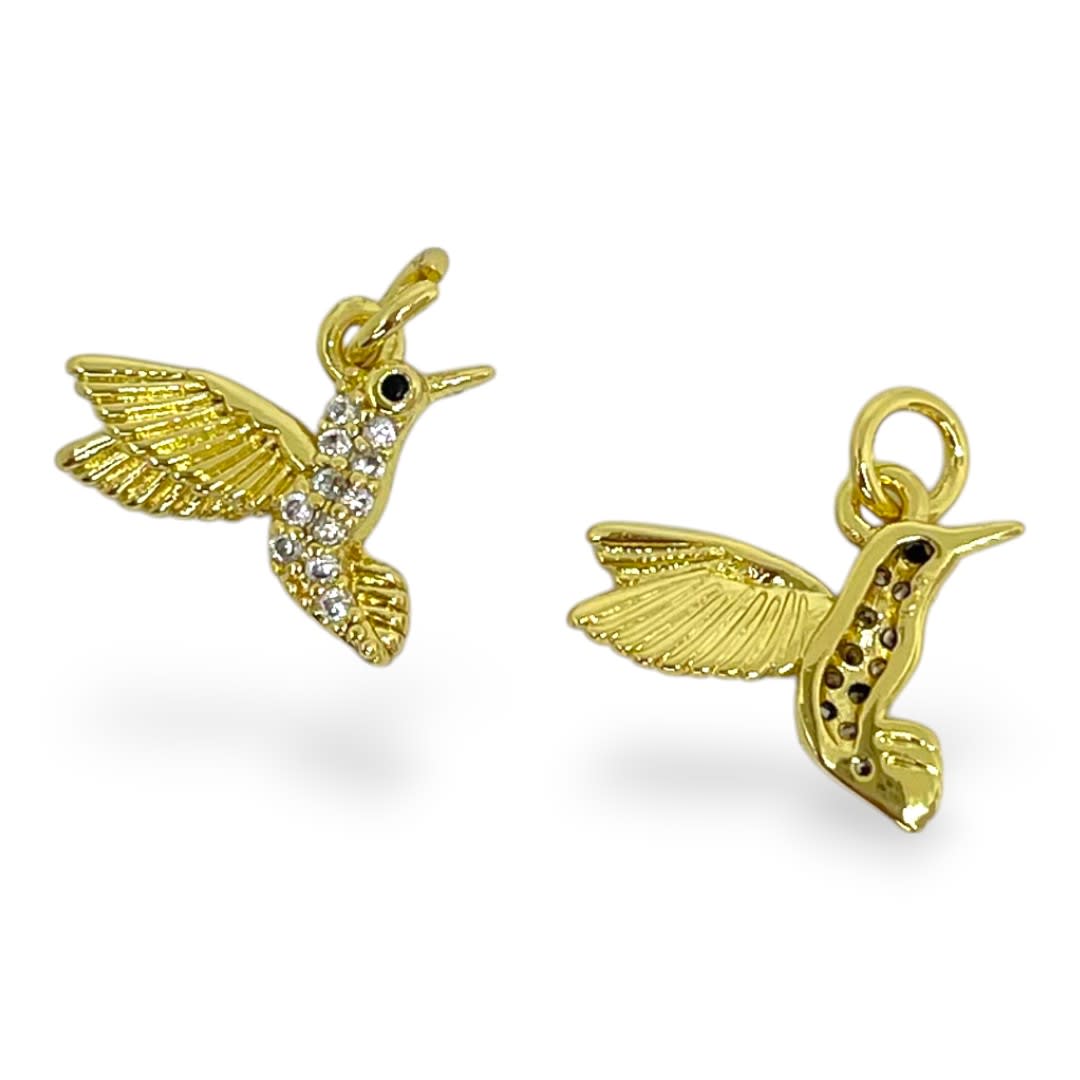 Dije colgante Colibrí 15x12 mm zircón baño de oro / unidad2
