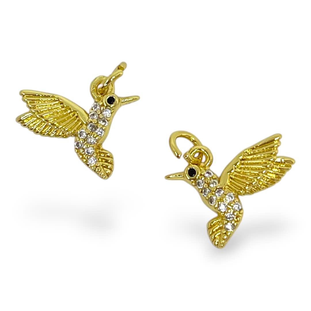 Dije colgante Colibrí 15x12 mm zircón baño de oro / unidad1