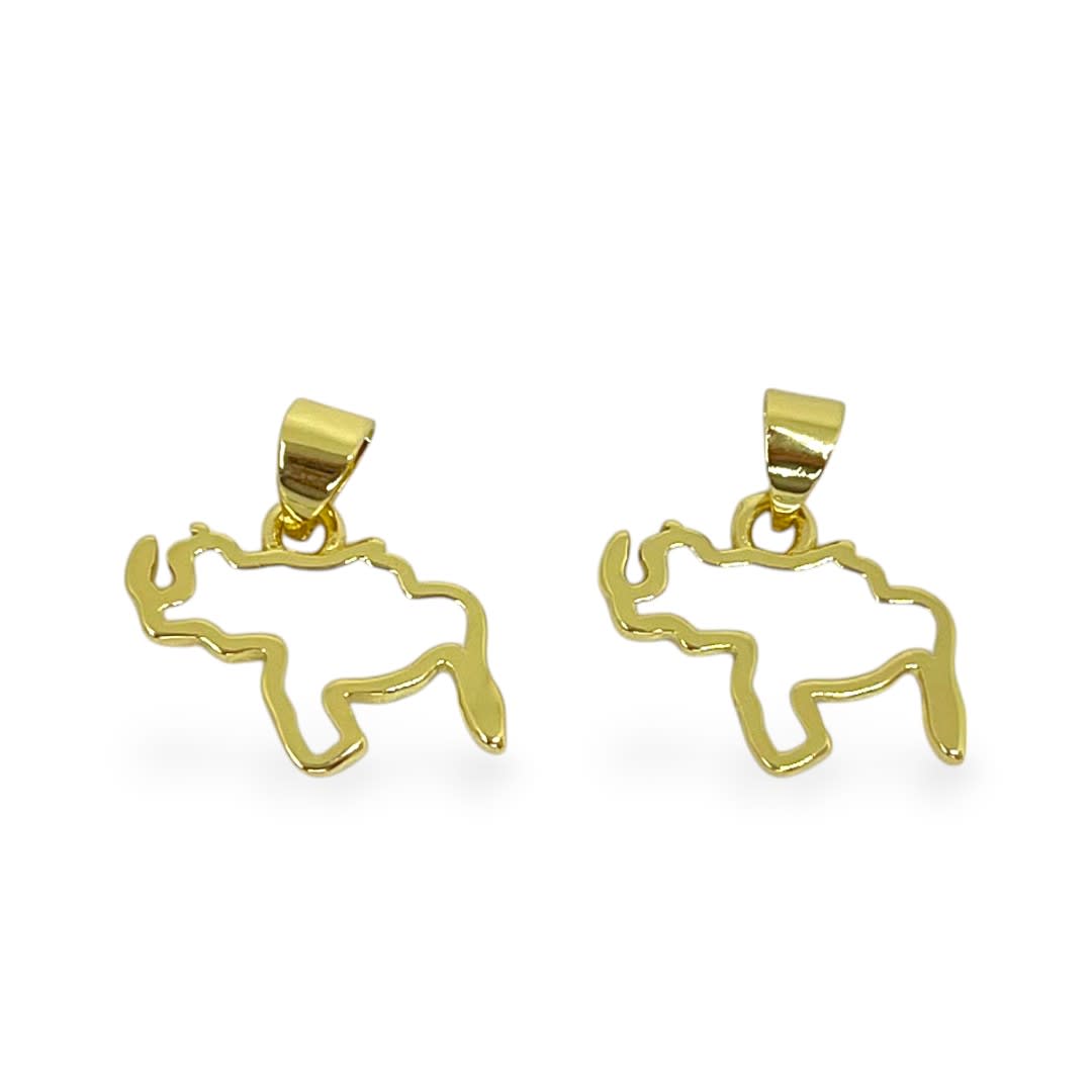 Dije colgante esmaltado mapa de venezuela 16x12 mm baño de oro / unidad1