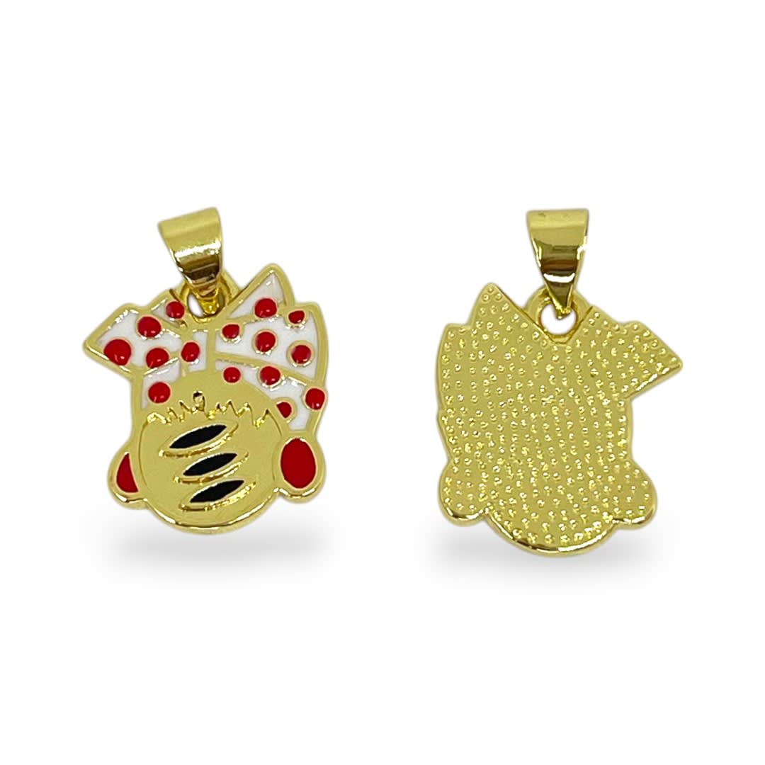 Dije colgante esmaltado Muñeca arepa 15x14 mm baño de oro / unidad2