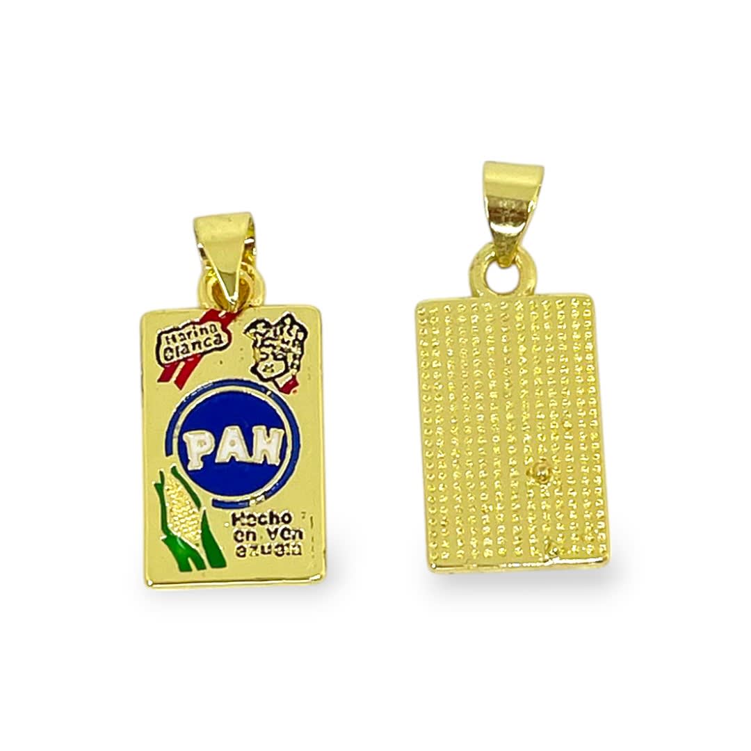 Dije colgante esmaltado paquete harina pan 16x10 mm baño de oro / unidad2