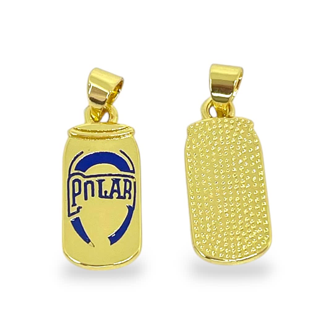 Dije colgante esmaltado lata polar 19x9 mm baño de oro / unidad2