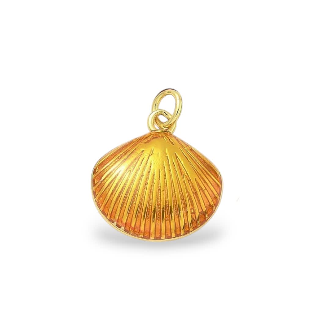 Dije colgante esmaltado concha mar 16.5 mm baño oro / unidad7