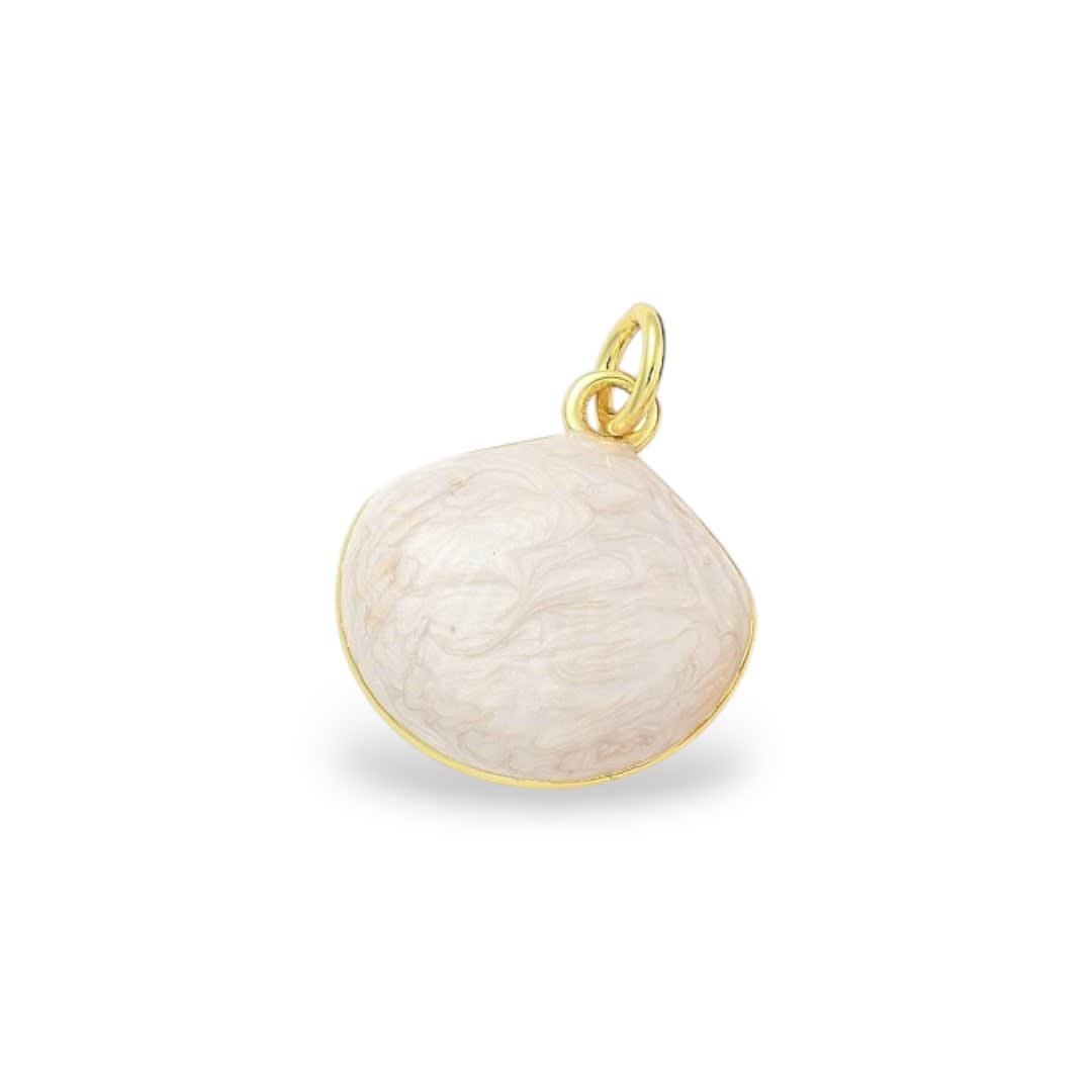 Dije colgante esmaltado concha mar 16.5 mm baño oro / unidad6