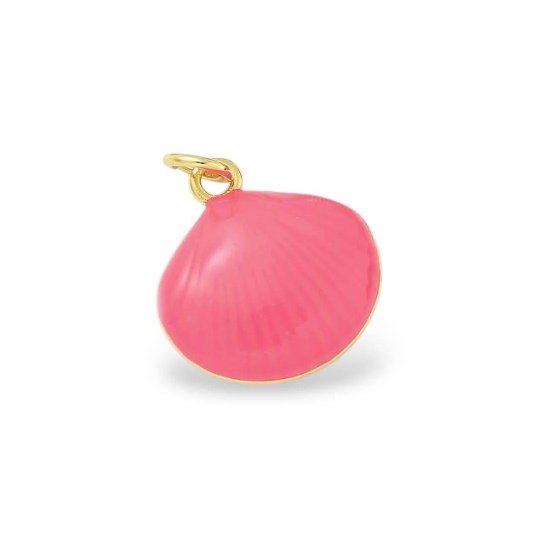 Dije colgante esmaltado concha mar 16.5 mm baño oro / unidad4