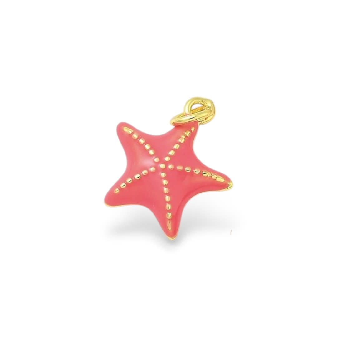 Dije colgante esmaltado estrella de mar 16.5 mm baño oro / unidad4