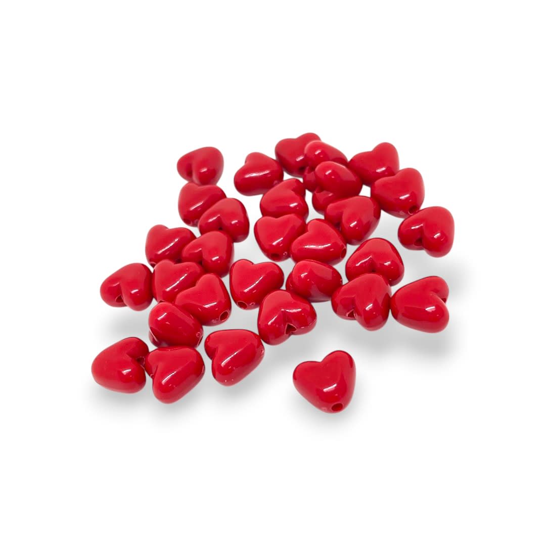 Dije Pasador corazón 10 mm rojo plástico / unidad2
