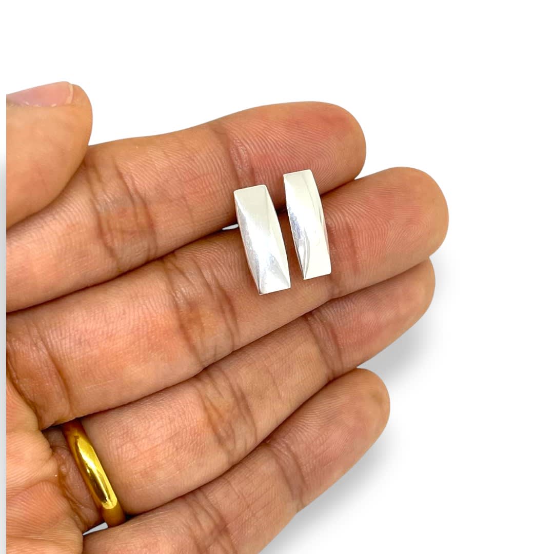 Base de aros topito rectangular 16x5 mm baño plata / par2