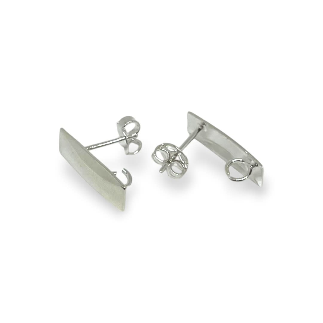 Base de aros topito rectangular 16x5 mm baño plata / par1