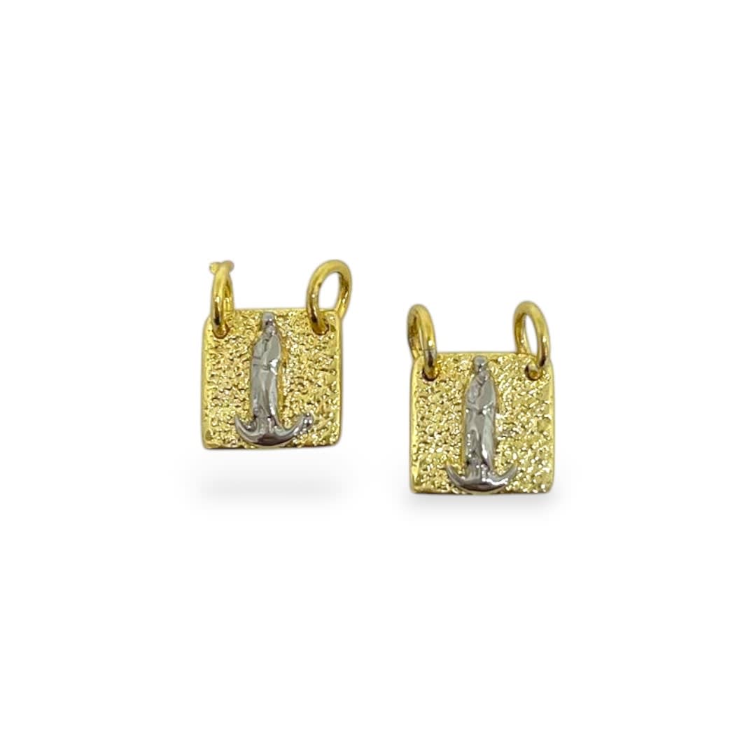 Dije colgante escapulario virgen baño de oro y platino 9 mm / unidad2