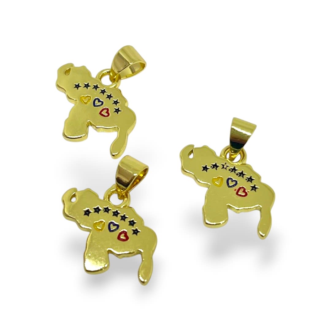 Dije colgante esmaltado mapa de venezuela 12x15 mm baño de oro / unidad2