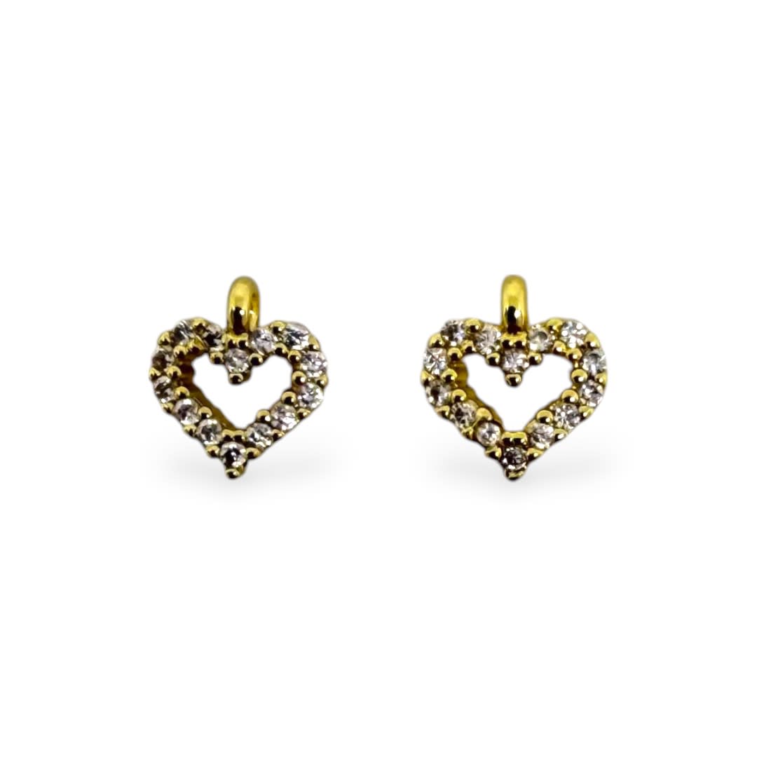 Dije colgante mini corazón silueta 8x9 mm zircón baño de oro / unidad1