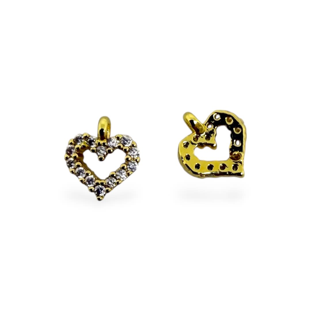 Dije colgante mini corazón silueta 8x9 mm zircón baño de oro / unidad2