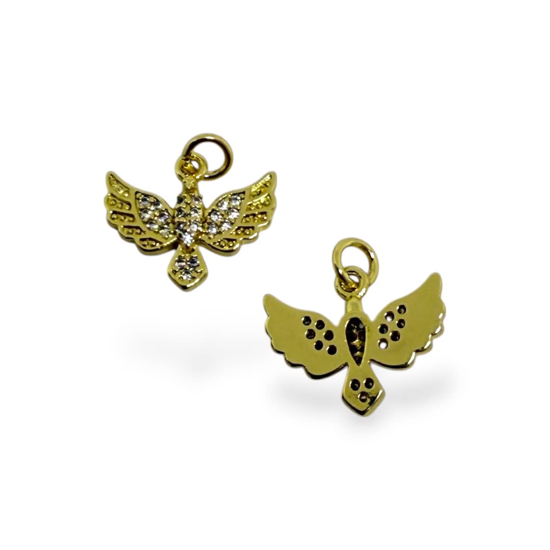 Dije colgante espíritu santo 15 mm zircón baño de oro / unidad2