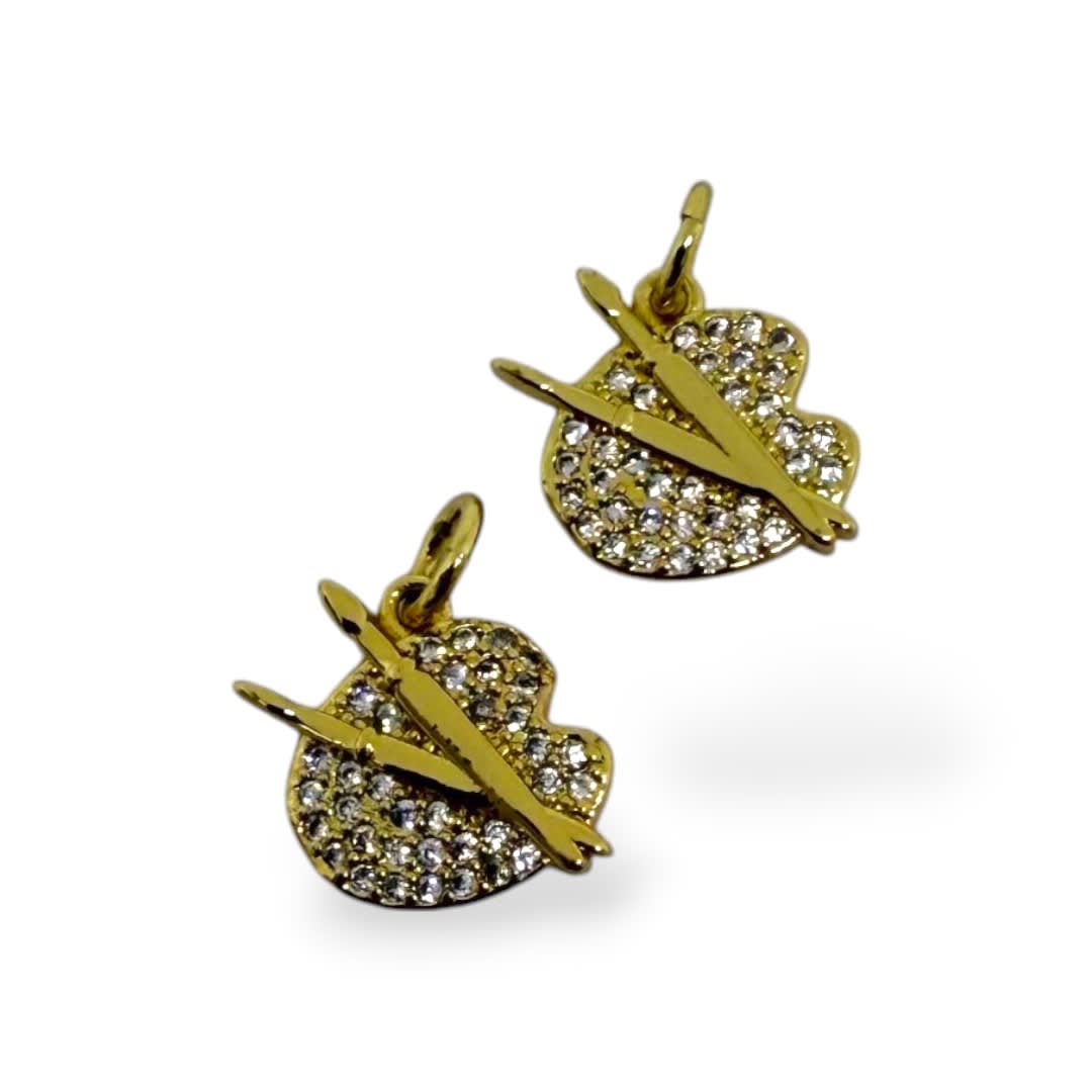 Dije colgante paleta pintor 13 mm zircón baño de oro / unidad1