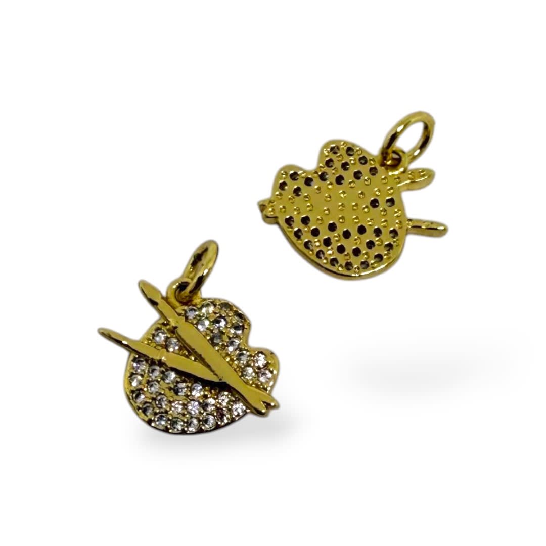Dije colgante paleta pintor 13 mm zircón baño de oro / unidad2