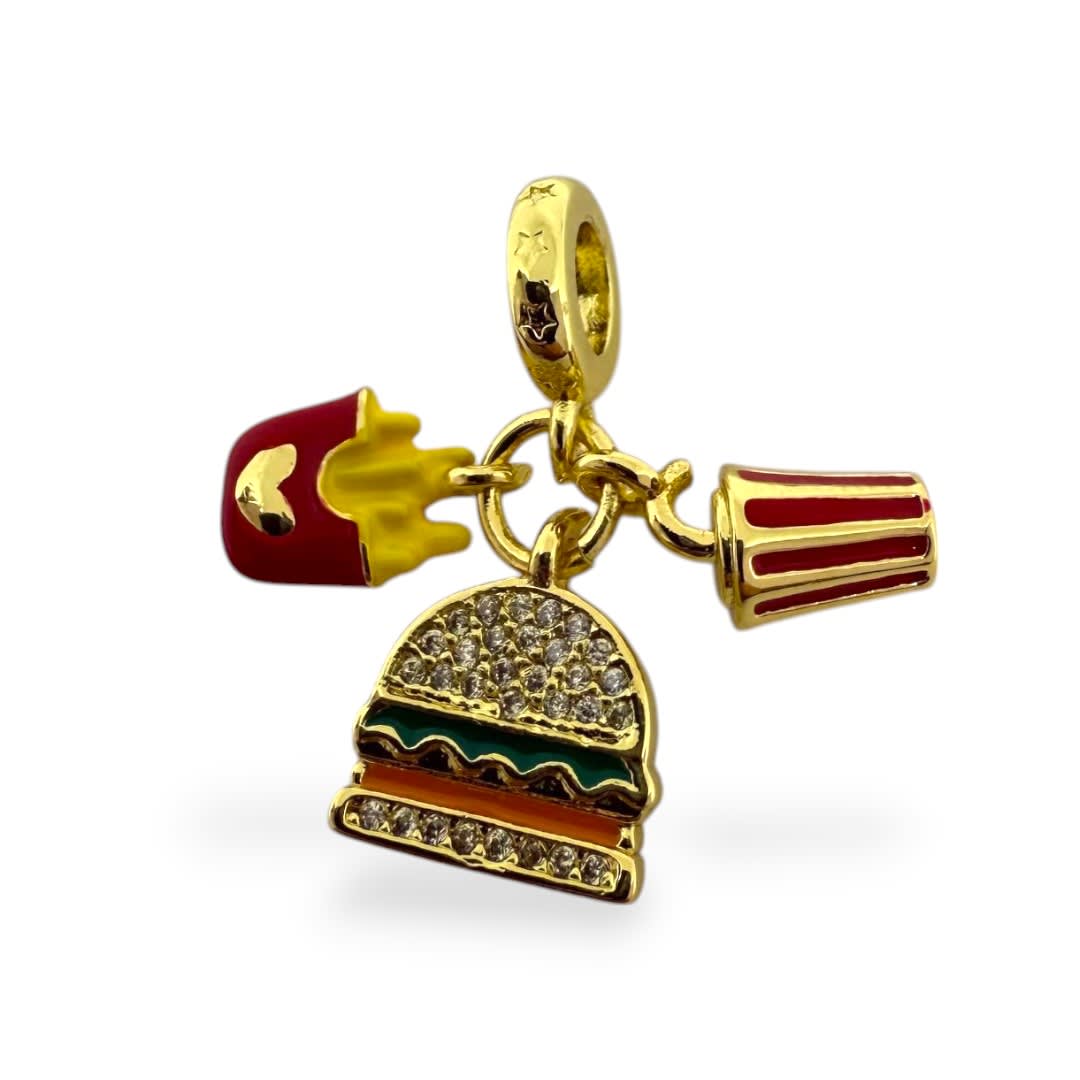 Colgante europeo charm hamburguesa papa frita bebida baño de oro / unidad2