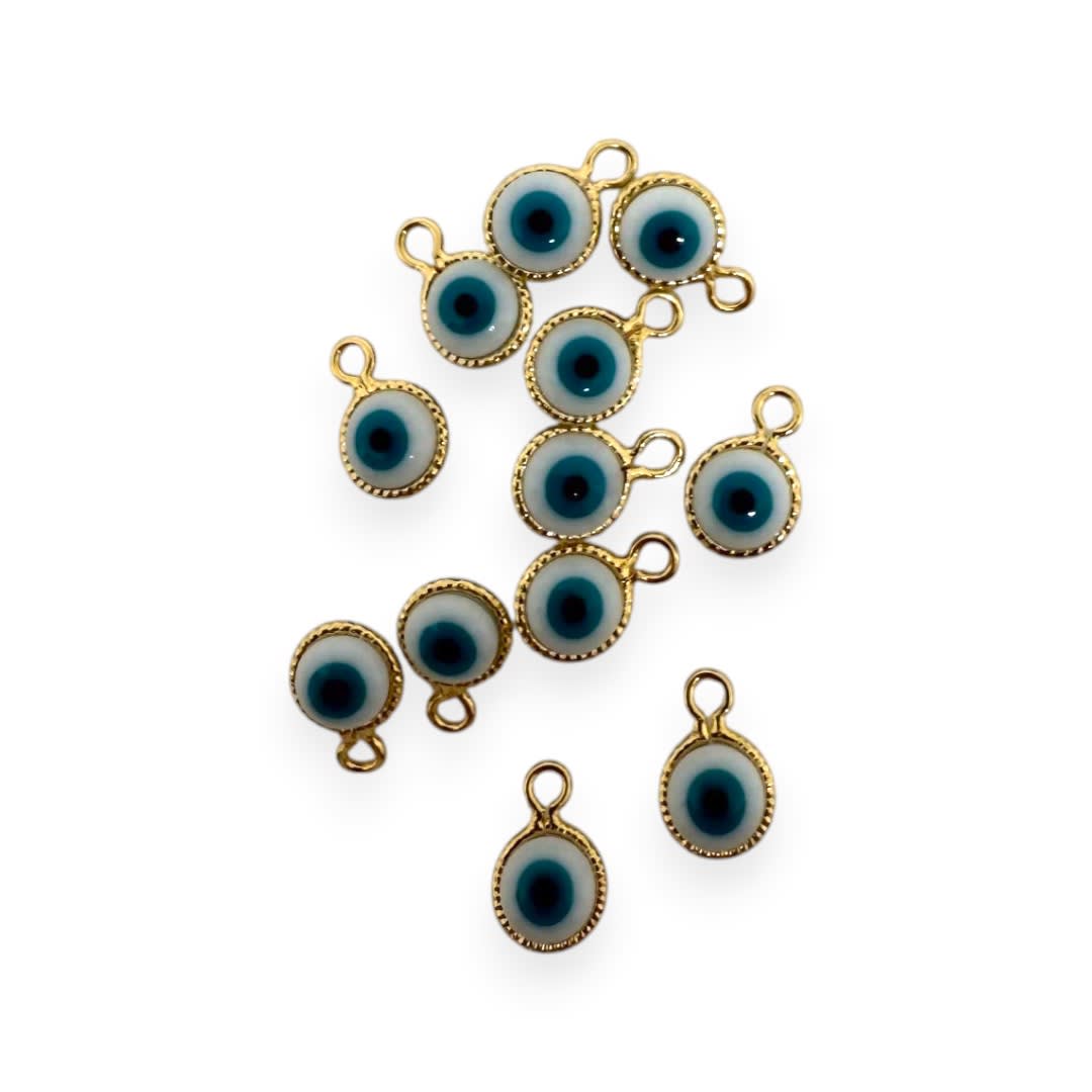 Dije colgante ojo turco 6 mm protección esmaltado baño de oro / unidad2