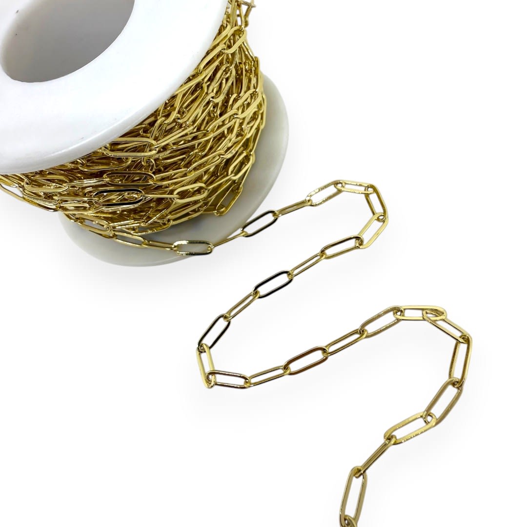 Cadena eslabones rectangulares 7x3 mm baño de oro / metro1