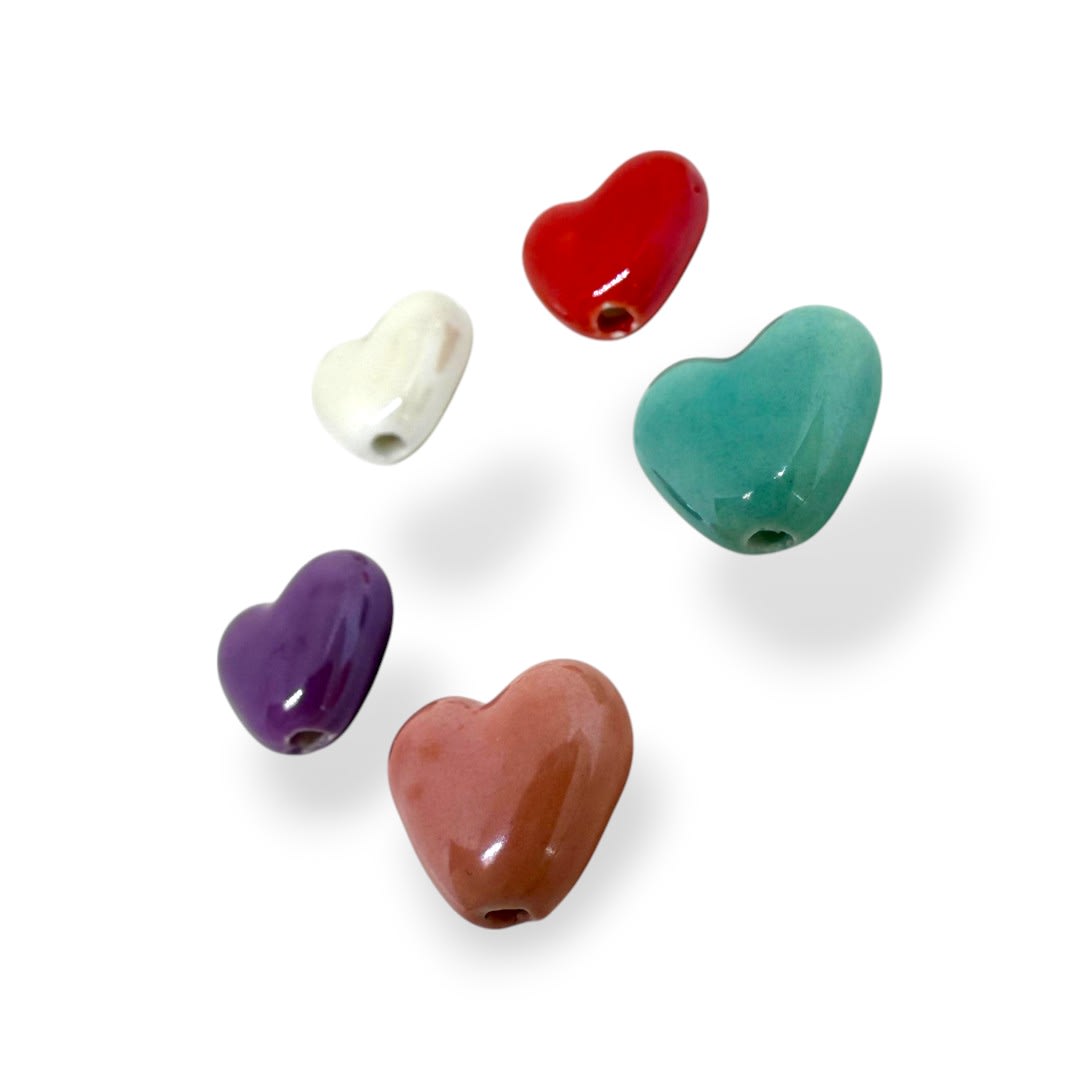 Pasador corazón 15x12 mm porcelana / unidad2