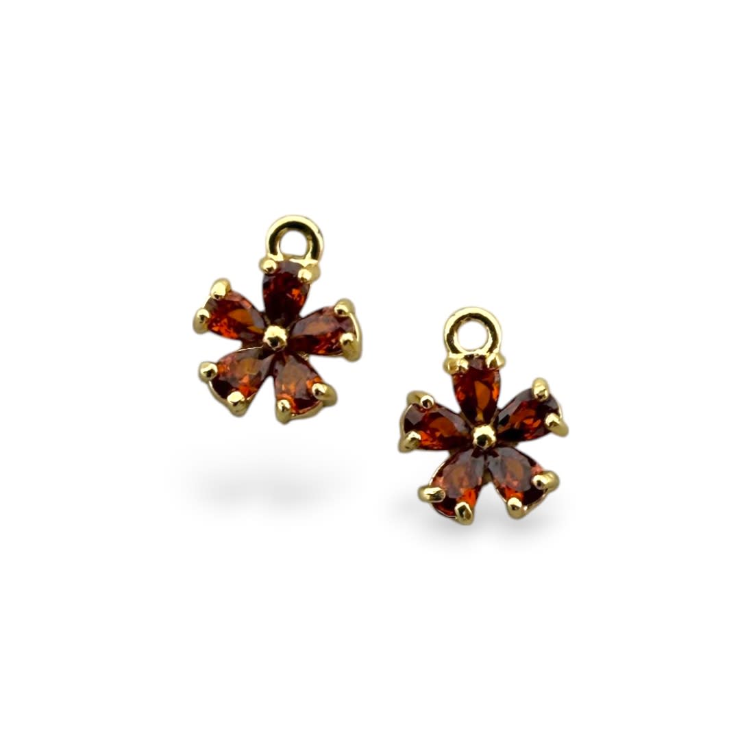 Dije colgante mini flor florecita 9 mm zircón baño de oro / unidad4