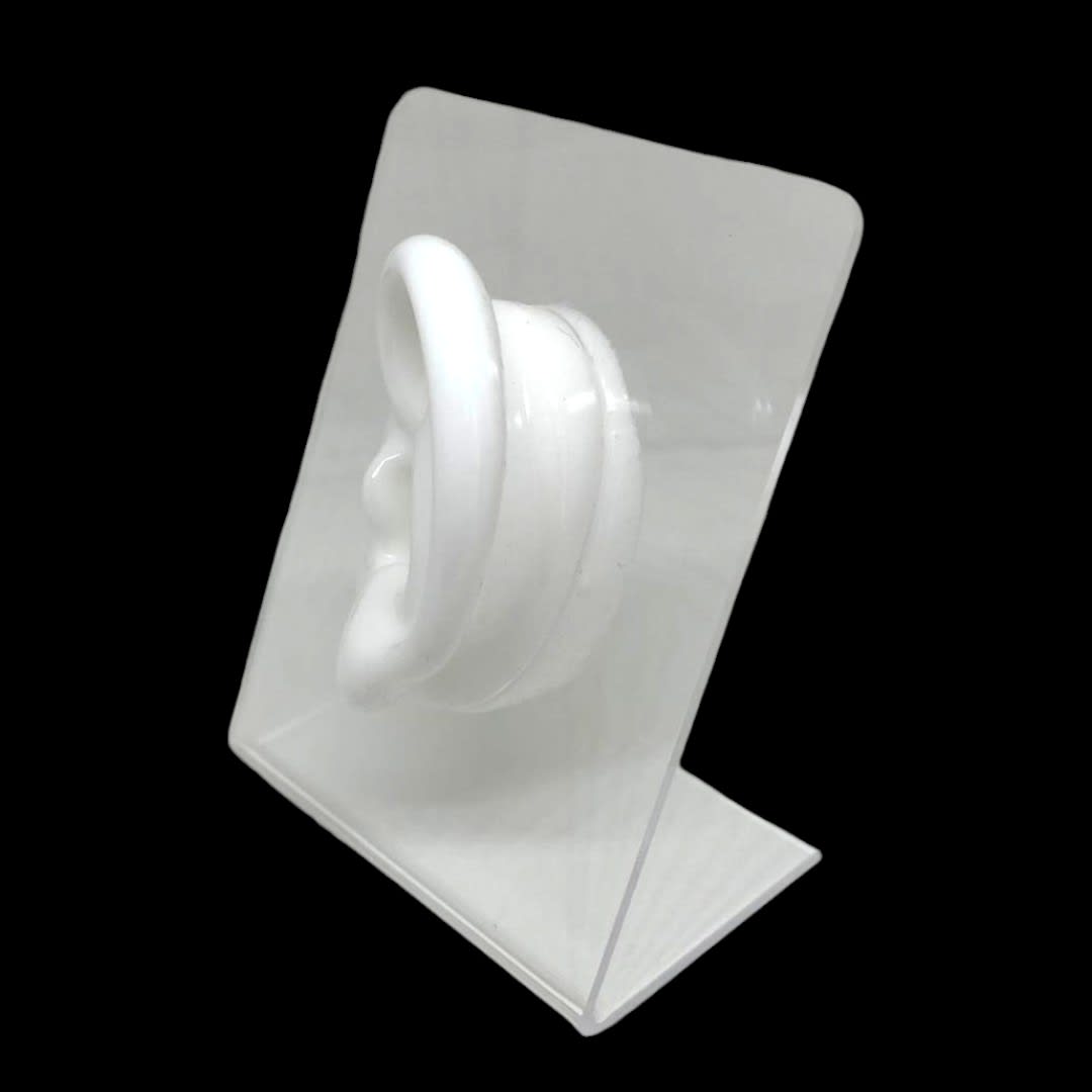 Exhibidor mostrario oreja blanca aros ear cuff silicona soporte acrílico / unidad3