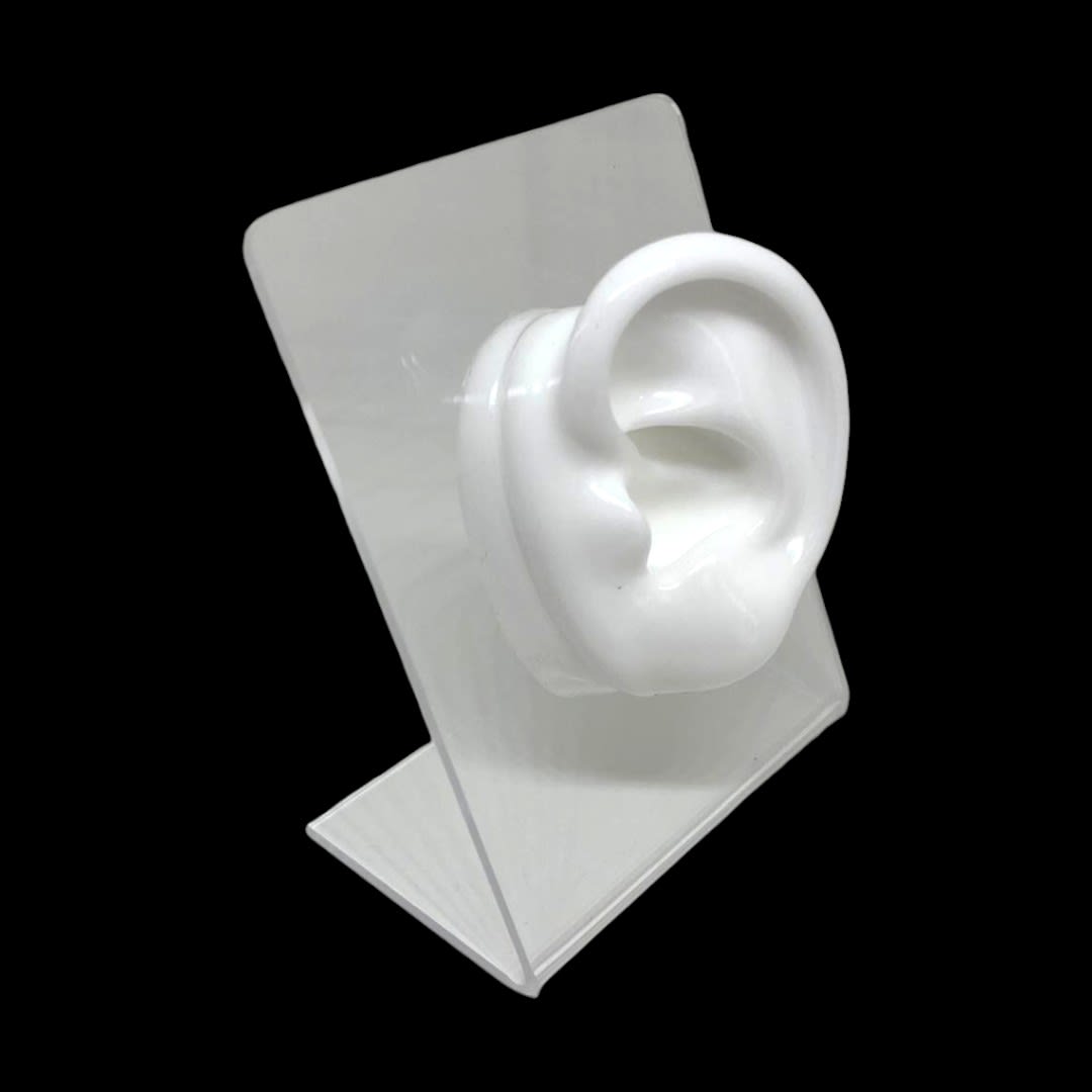 Exhibidor mostrario oreja blanca aros ear cuff silicona soporte acrílico / unidad2