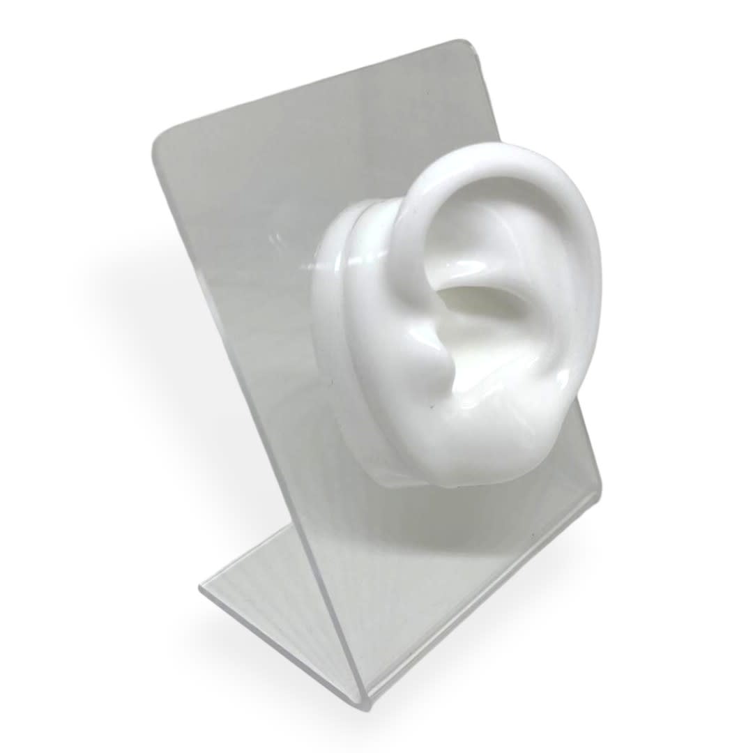 Exhibidor mostrario oreja blanca aros ear cuff silicona soporte acrílico / unidad1
