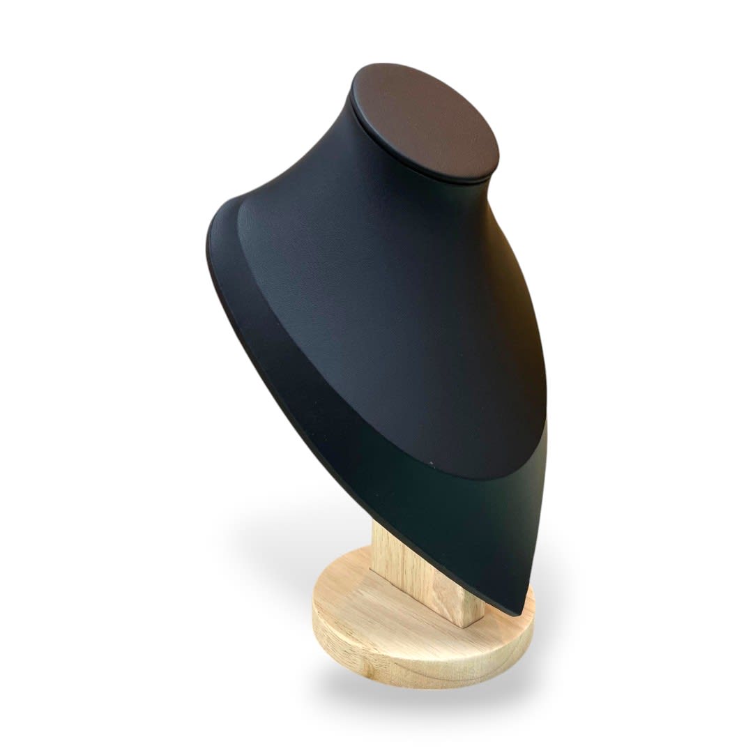 Exhibidor mostrario cuello alargado 27 cm madera eco cuero negro / unidad4