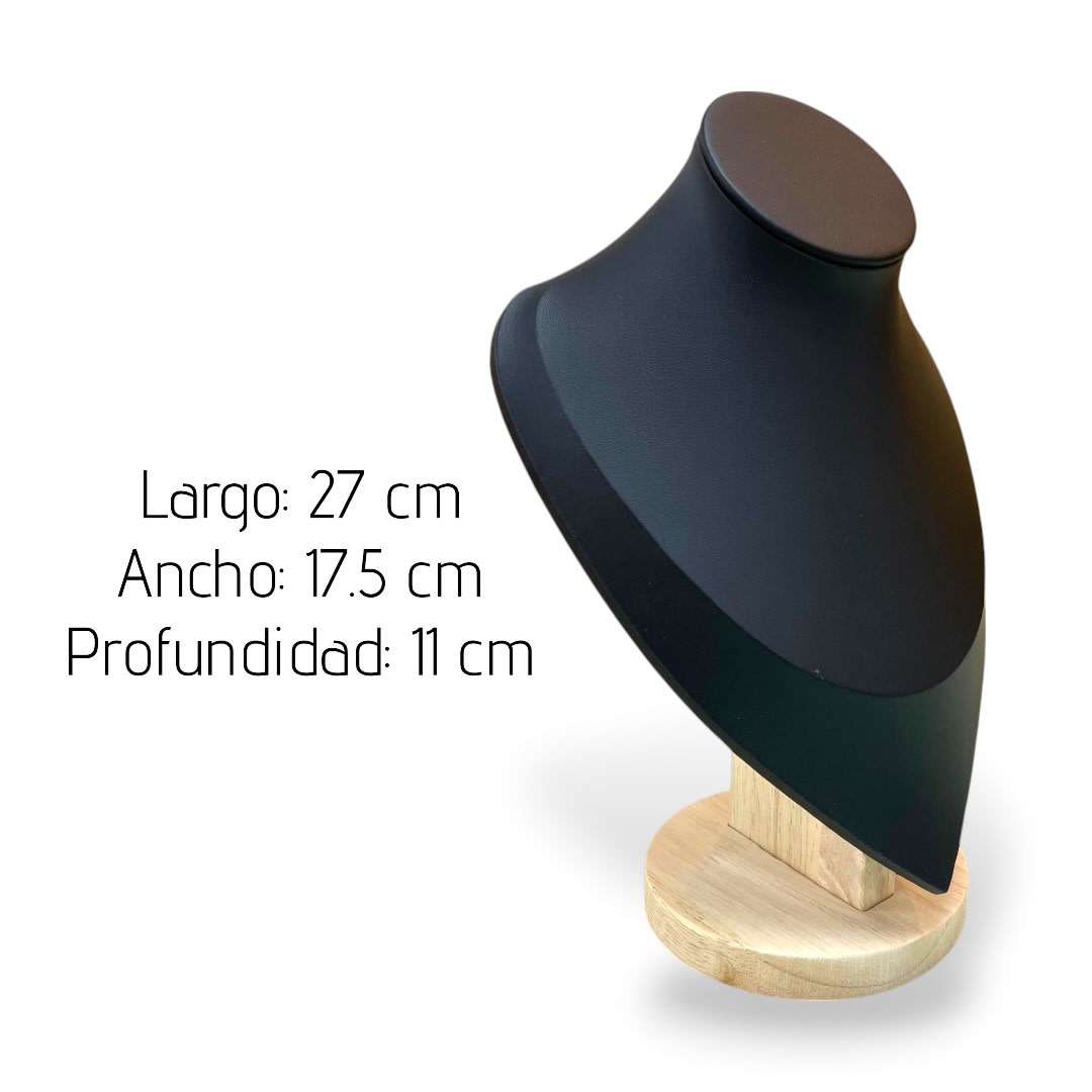 Exhibidor mostrario cuello alargado 27 cm madera eco cuero negro / unidad3