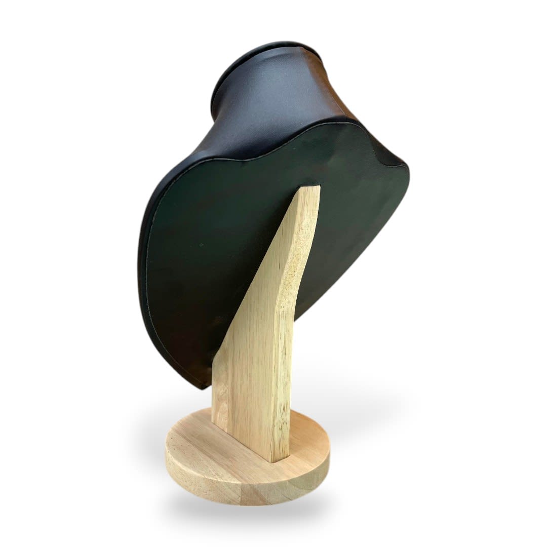 Exhibidor mostrario cuello alargado 27 cm madera eco cuero negro / unidad2