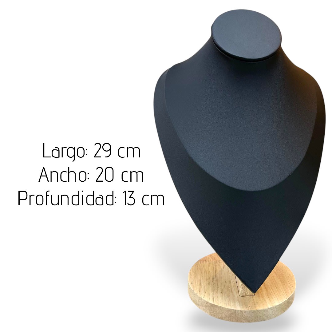 Exhibidor mostrario cuello alargado 29 cm madera eco cuero negro / unidad3