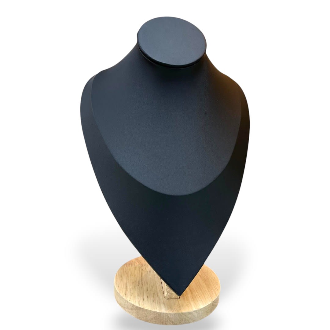 Exhibidor mostrario cuello alargado 29 cm madera eco cuero negro / unidad4
