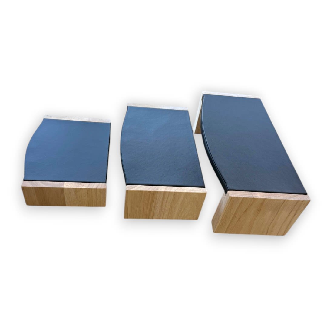 Exhibidor de Joyas 3 niveles madera eco cuero negro / set2