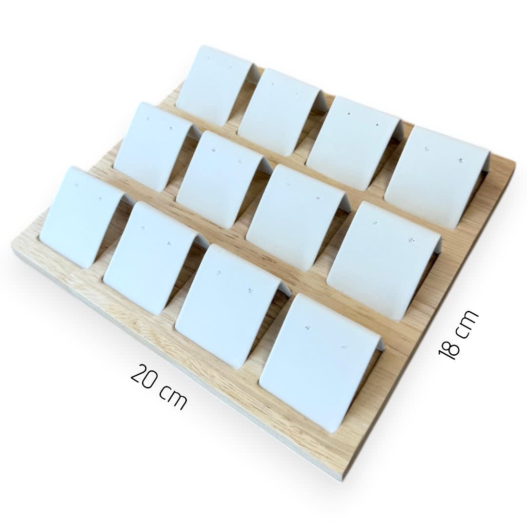 Exhibidor de aros tipo bandeja madera eco cuero blanco / unidad4