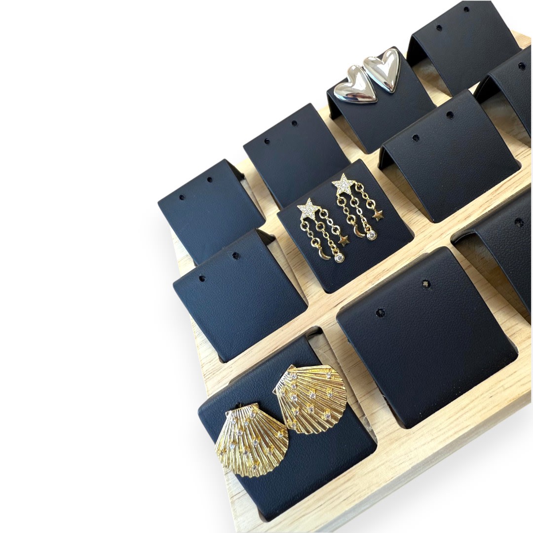 Exhibidor de aros tipo bandeja madera eco cuero Negro / unidad2