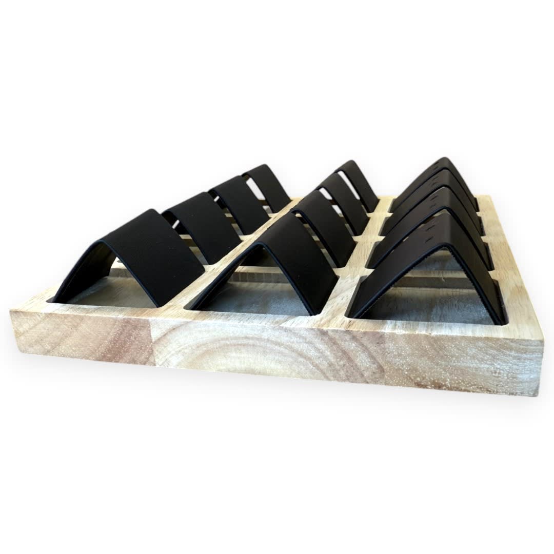 Exhibidor de aros tipo bandeja madera eco cuero Negro / unidad3