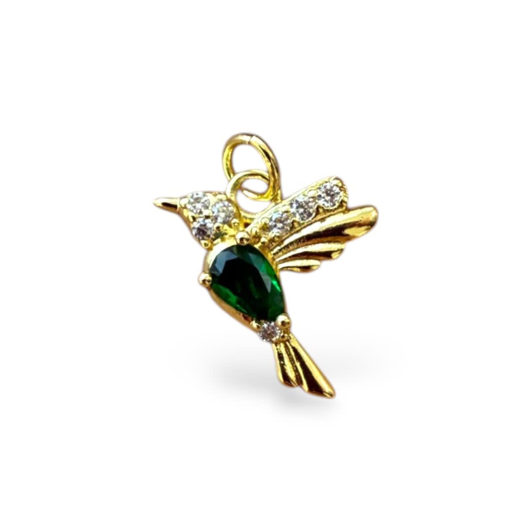 Dije colgante pájaro colibrí zircón 16 mm baño de oro / unidad6