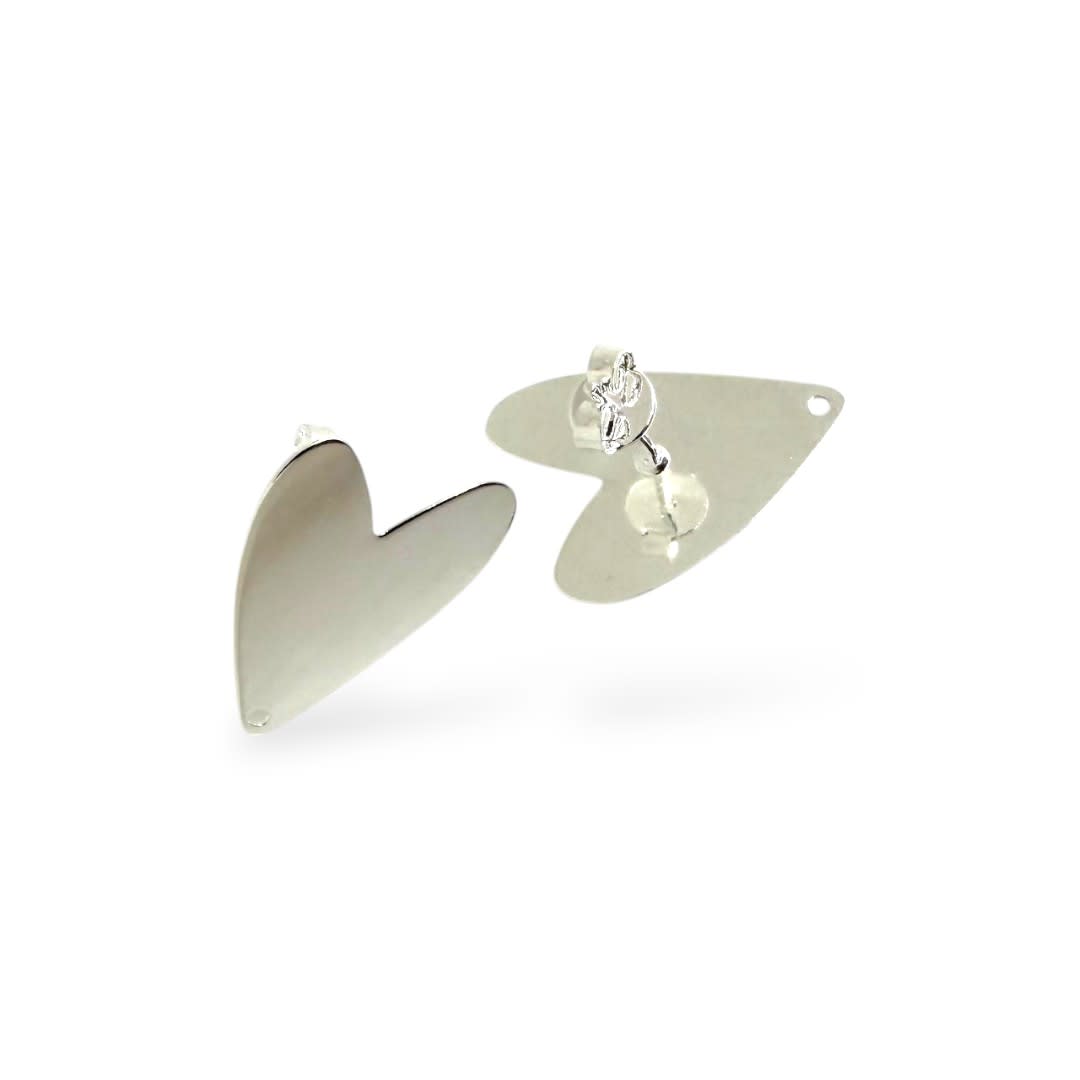 Base de aros topito corazón 20x15 mm baño de plata / par1