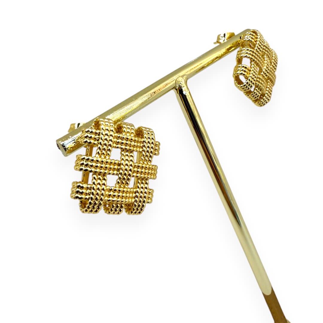 Aros topo maxi colgantes elegantes baño de oro / par5