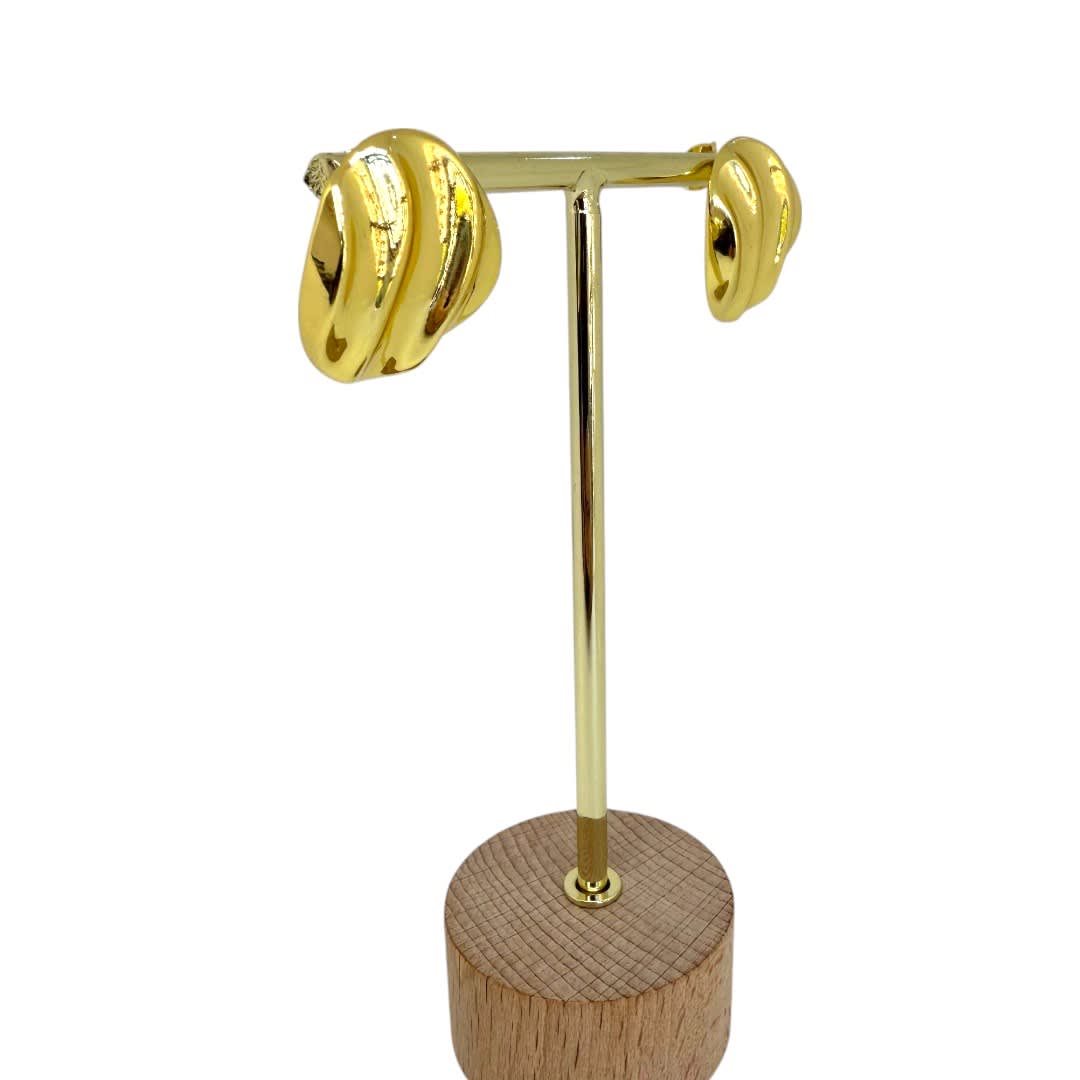 Aros topo maxi colgantes elegantes baño de oro / par4