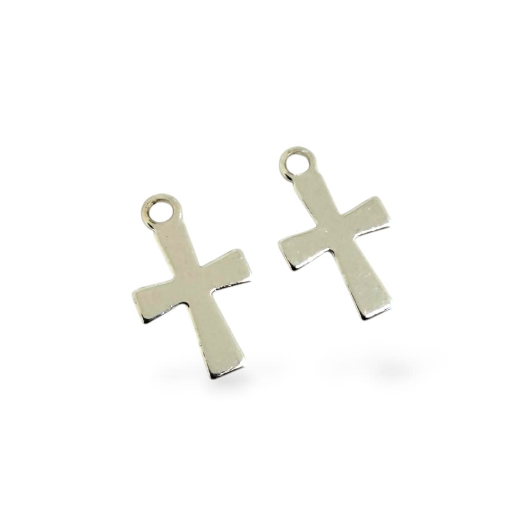 Mini dije cruz baño de plata 12x7 mm / unidad1
