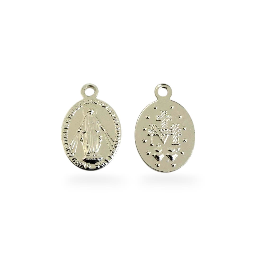Mini dije medalla milagrosa virgen de los rayos baño de plata 10x8 mm / unidad1