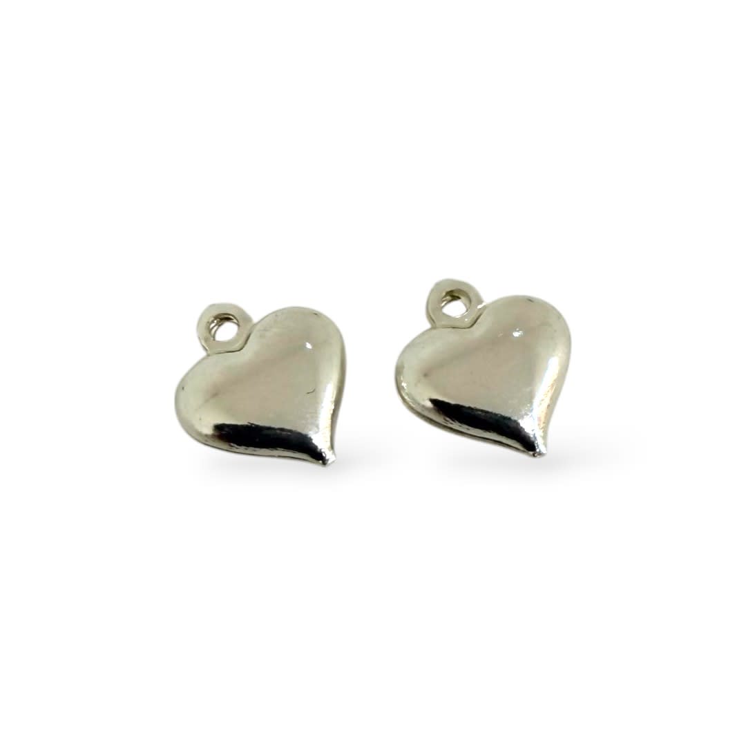 Mini dije corazón abombado baño de plata 9 mm / unidad2