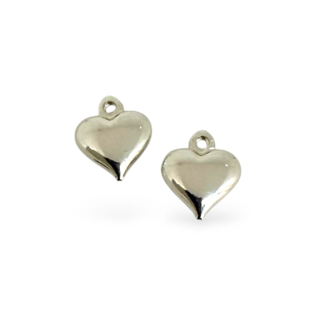 Mini dije corazón abombado baño de plata 9 mm / unidad1