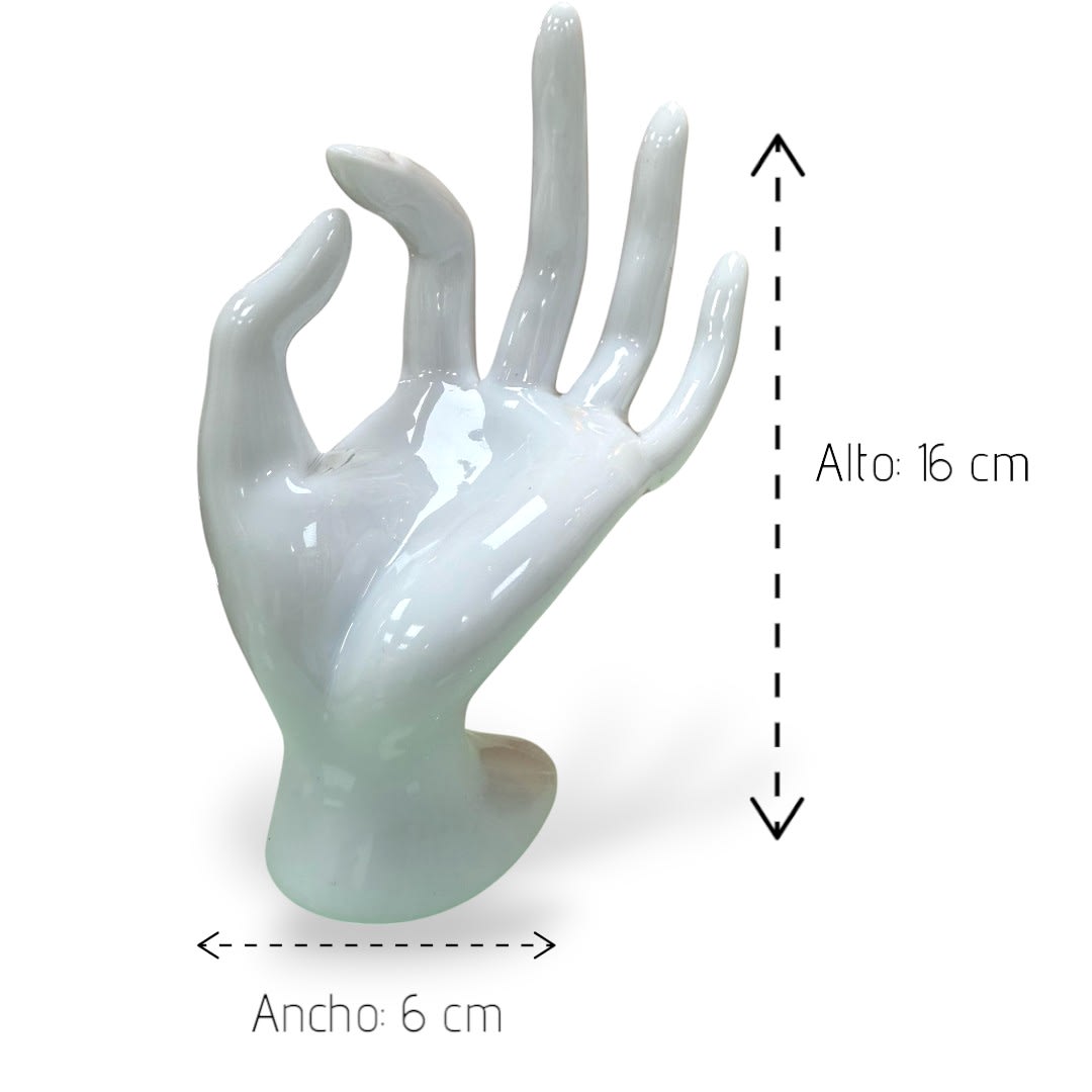 Exhibidor mostrario anillos mano blanca porcelana / unidad2