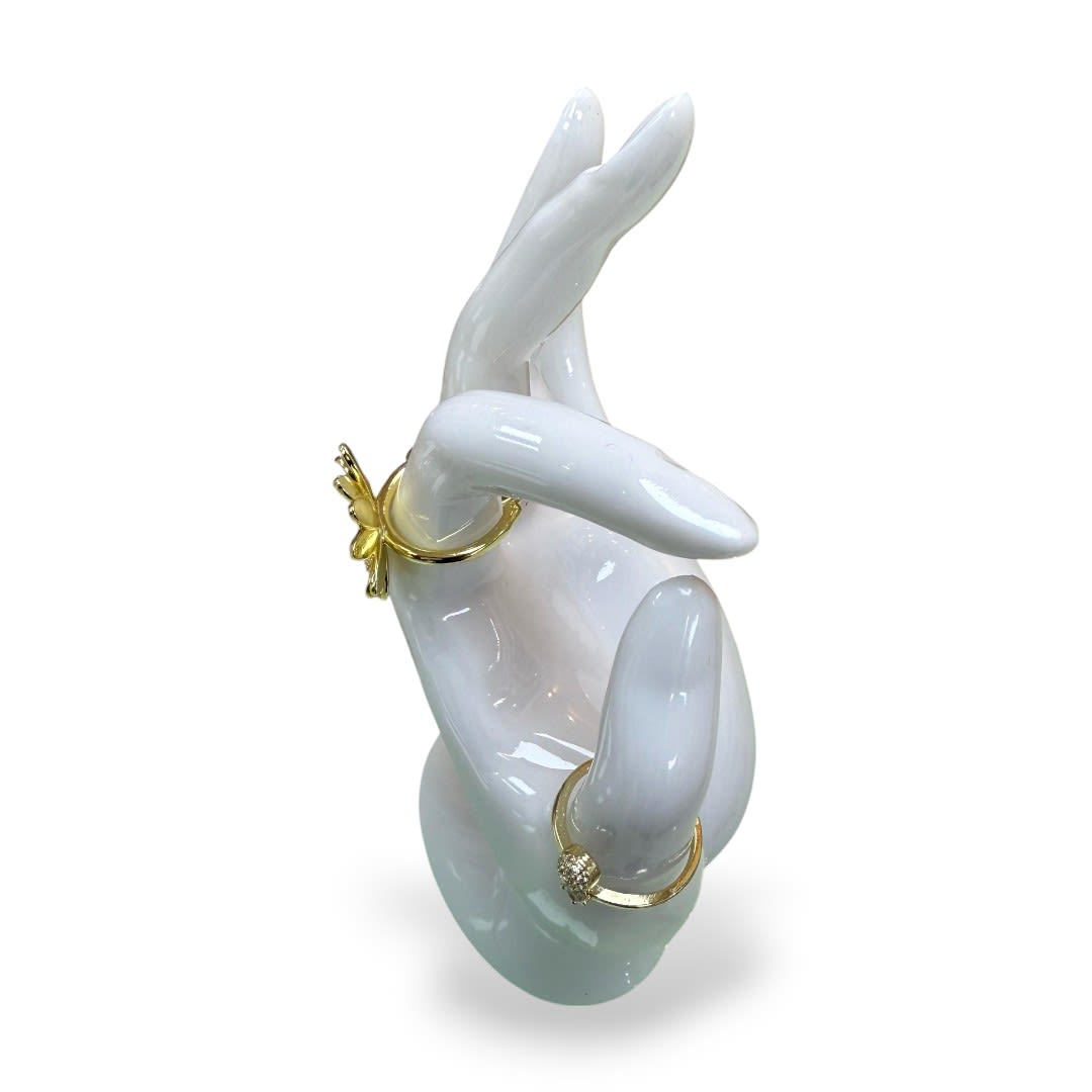 Exhibidor mostrario anillos mano blanca porcelana / unidad7