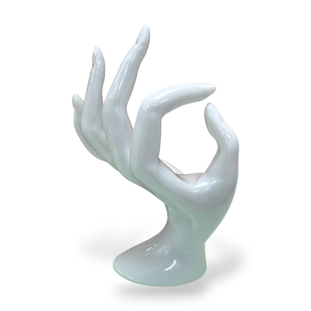 Exhibidor mostrario anillos mano blanca porcelana / unidad6
